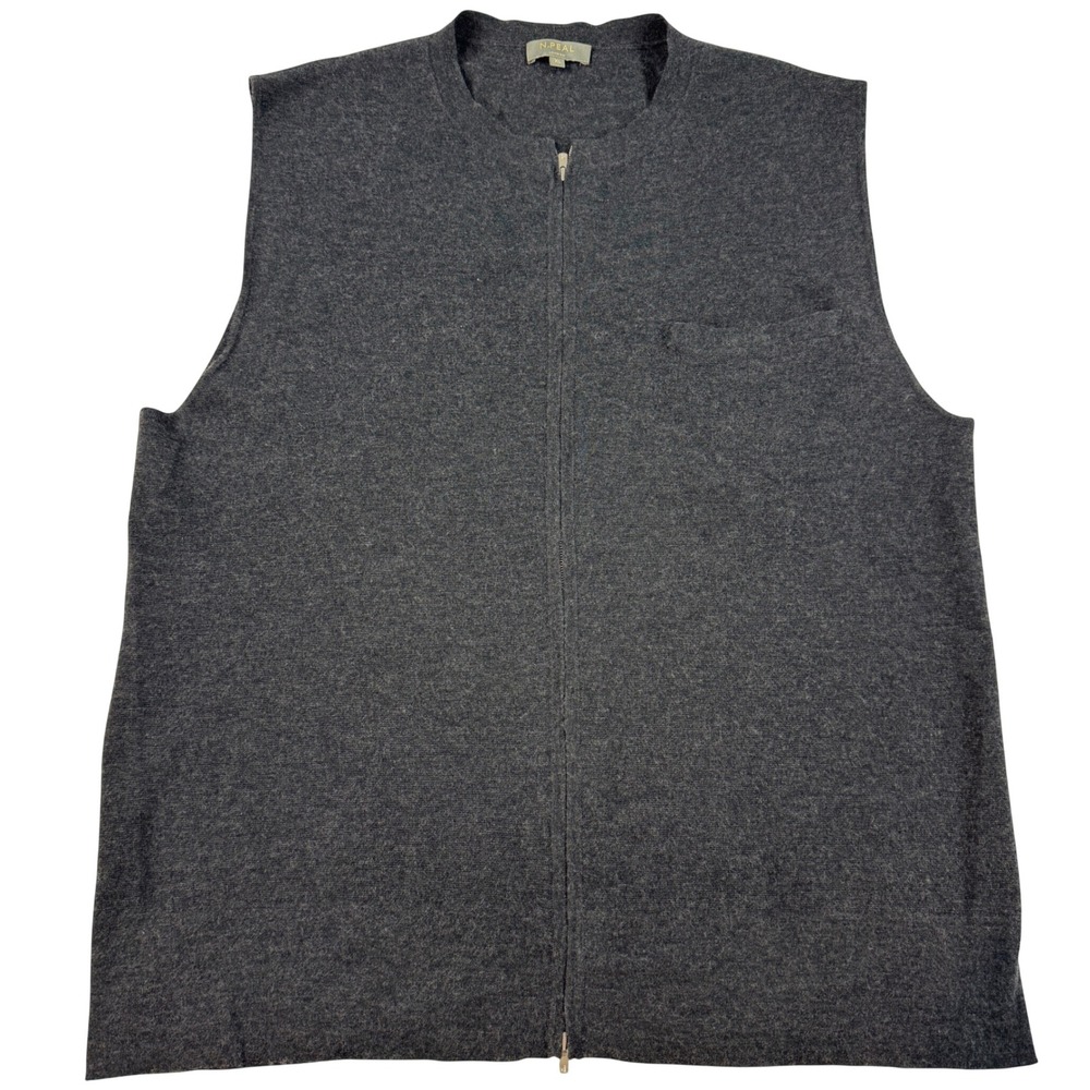 N. Peal Cashmere & Silk Full Zip Knitted Charcoal Waistcoat Size XL Quiet Luxury